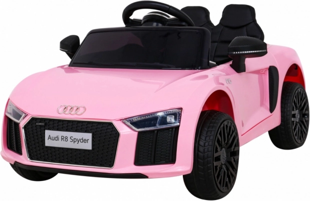 Coche eléctrico infantil AUDI R8 Spyder rosa con mando a distancia, ruedas EVA y MP3