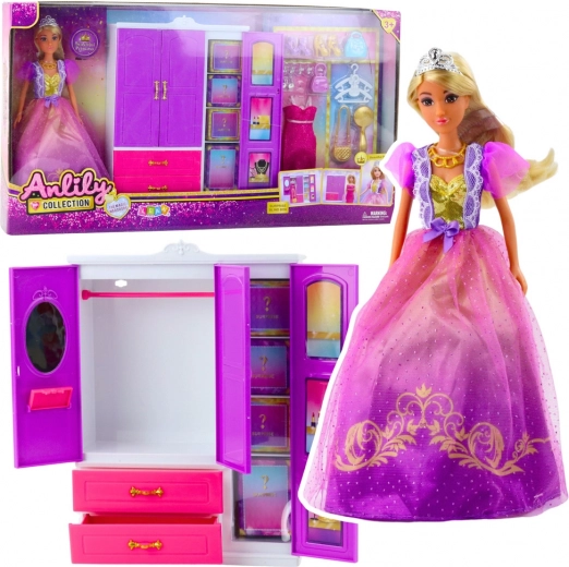 Muñeca ANLILY con armario y accesorios, 24 piezas