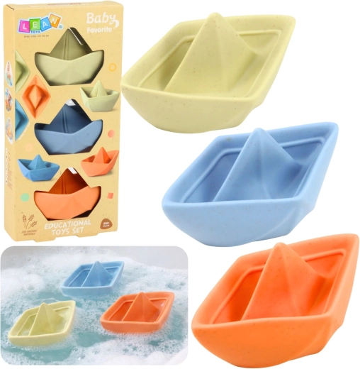 Set de barquitos de goma para el baño para bebés, en tonos pastel, 3 uds