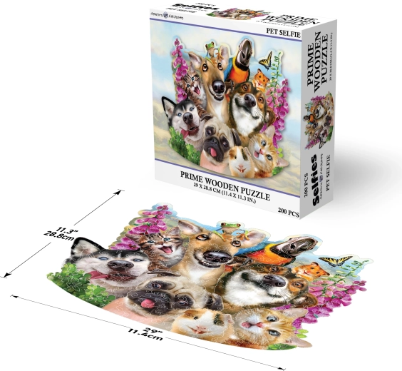 Puzle de madera Selfie con animales 200 piezas PRIME 3D