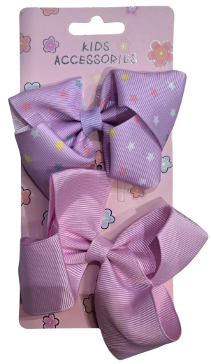 Set Pink de horquillas con lazo rosa y morado - 2 piezas