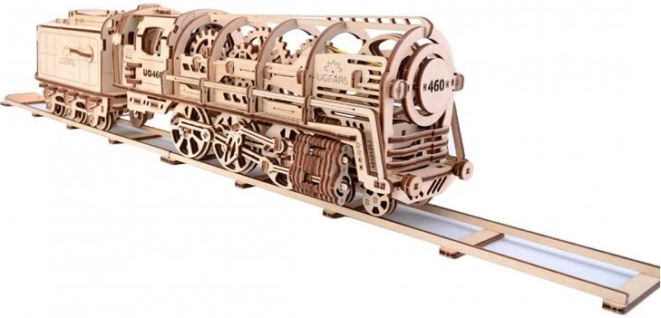 Puzle mecánico de madera UGEARS - Locomotora de vapor con ténder