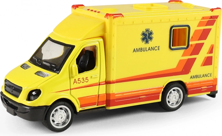 Ambulancia de metal y plástico con mecanismo de retroceso (pull-back)