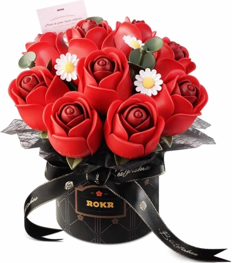 ROKR kit de construcción 3D ramo de rosas rojas en caja de regalo