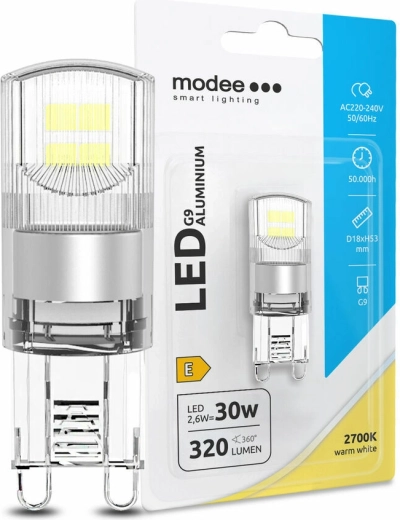 Bombilla LED G9 2,6 W blanco cálido aluminio MODEE
