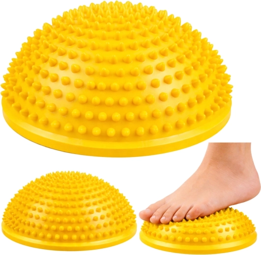 Semiesfera sensoriomotriz de equilibrio para masaje de pies 16 cm – amarilla