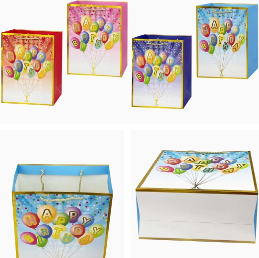 Bolsa de regalo de papel Happy Birthday 23 × 18 × 10 cm, mix de motivos