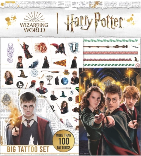 Gran set creativo con cuaderno y tatuajes de Harry Potter