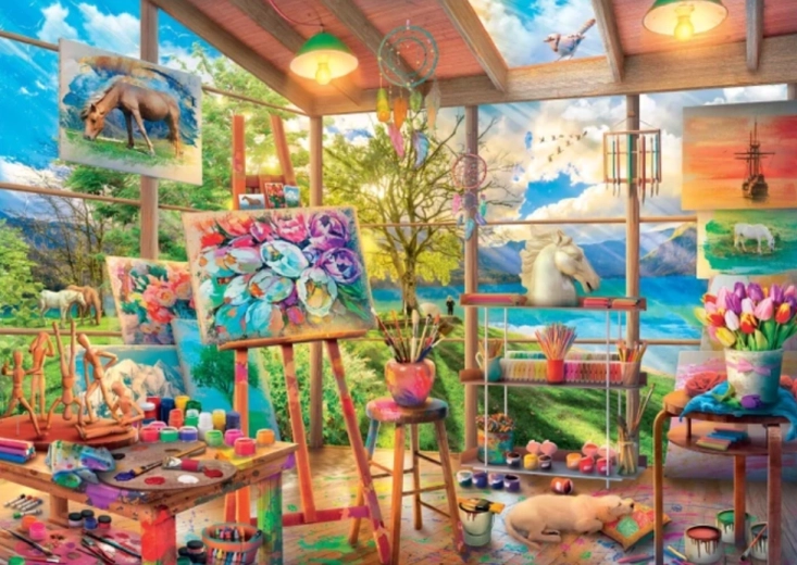 Puzzle Dino estudio de pintura 2000 piezas