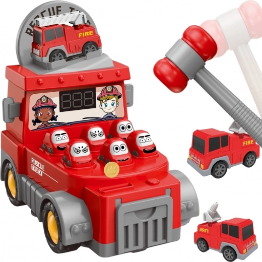 Coche de bomberos Woopie 2 en 1: juego «Golpea al topo» y cochecito de juguete