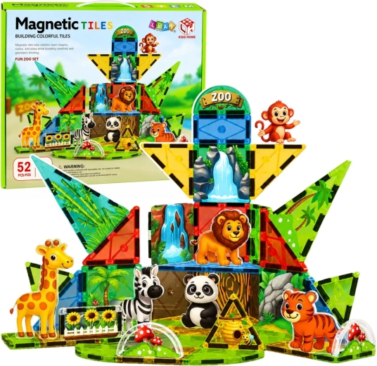 Bloques de construcción magnéticos Zoo – animales salvajes 52 piezas