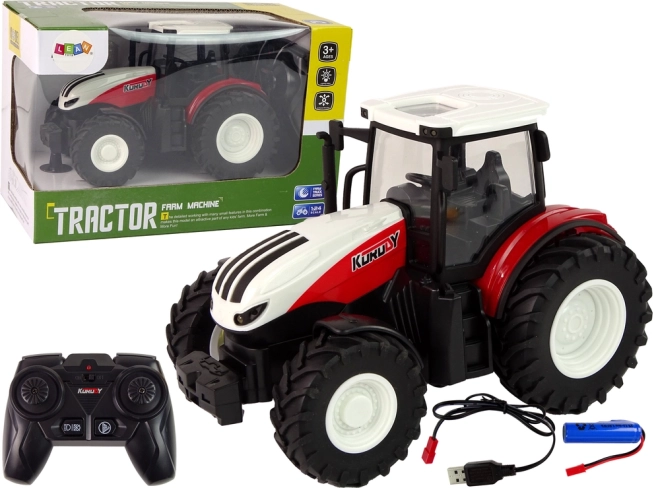 Tractor teledirigido 1:24 rojo y blanco Granja