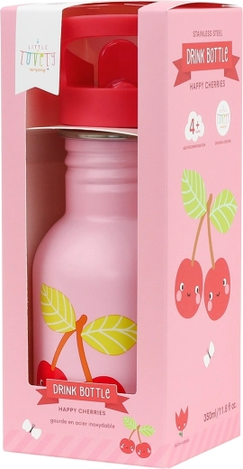 A Little Lovely Company botella de acero inoxidable de pared simple para beber, alegres cerezas