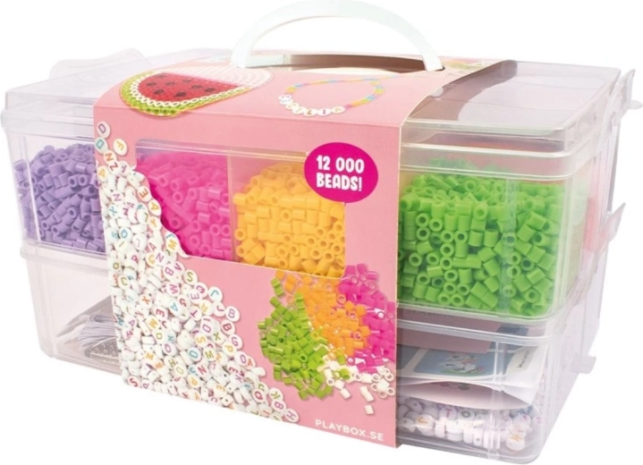 PLAYBOX cuentas para planchar en maletín de plástico con placas y plantillas, 12 000 unidades