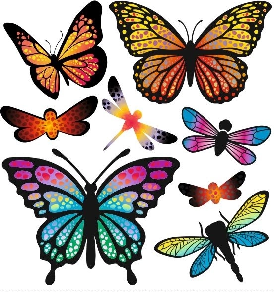 Parches termoadhesivos de mariposas arcoíris