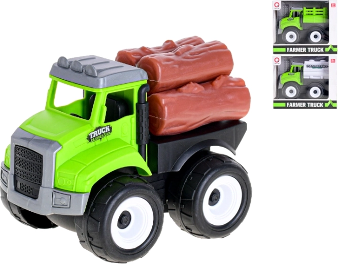 Coche de granja de fricción – cisterna, madera, remolque (11–12 cm)