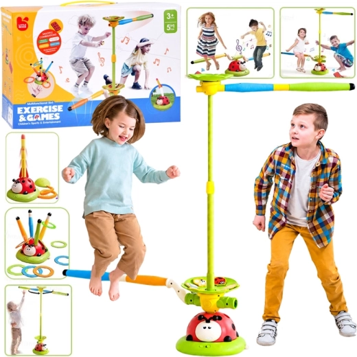 Set deportivo interactivo 5 en 1 mariquita con salto, cohetes, anillas y mando a distancia