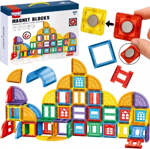 Bloques de construcción magnéticos 3D WOOPIE – set educativo Castillo, 100 piezas