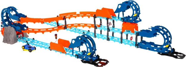 Pista de carreras interactiva con túnel y coche reversible de doble cara, luces y sonidos, 80 piezas