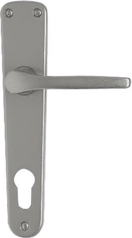 Manilla de puerta con placa MONET para bombín 72, aluminio, plateada
