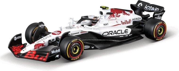 Modelo de Fórmula 1 Bburago Oracle Red Bull Racing RB21 (2025) Yuki Tsunoda #22 con casco 1:18