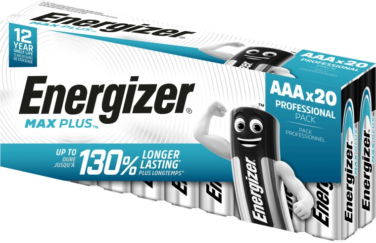 Pilas alcalinas Energizer Max Plus AAA, 20 uds.