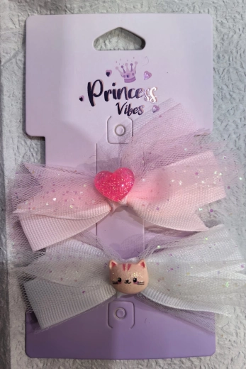 Horquillas para el pelo Pink con lazo de tul - 2 uds