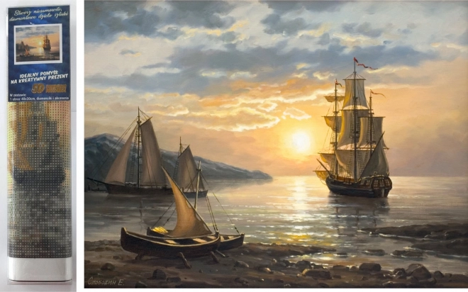 Pintura con diamantes – velero 30 × 40 cm