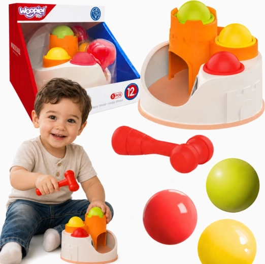 Woopie martillo educativo castillo con pelotas y martillito 12m+