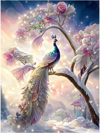 Mosaico de diamantes - Pavo en la rama