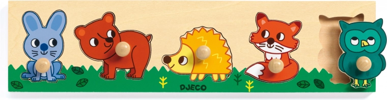 Puzzle de encaje sencillo Animales del bosque con asas