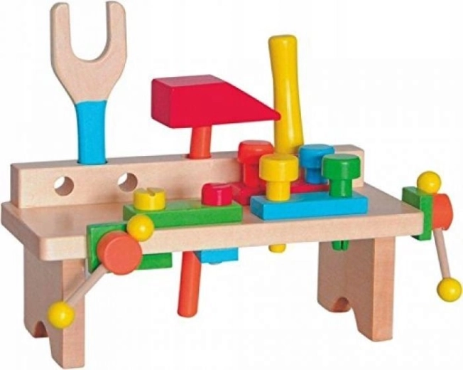 Banco de trabajo infantil de madera con herramientas
