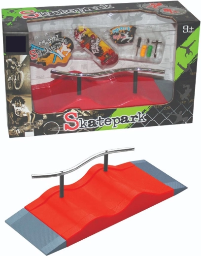 Set de skatepark para fingerboard con rampa, barandilla y accesorios