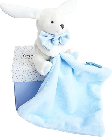 Doudou set de regalo azul – conejito con mantita de apego 10 cm