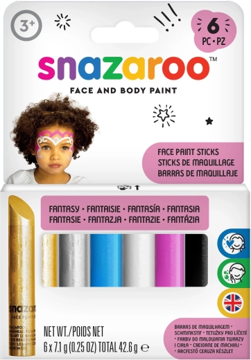 Set de pinturas faciales y corporales en barra Snazaroo Fantasy - 6 uds.