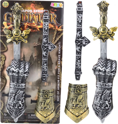 Set de caballero infantil Gladiador con espada, protectores y cinturón