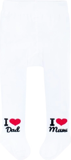 Leotardos de algodón New Baby blancos I Love Mum and Dad