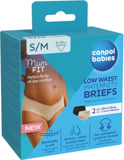 Braguitas de embarazo Canpol babies MumFIT de cintura baja S/M 2 uds