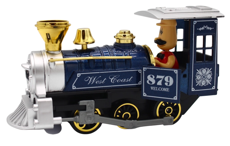 Locomotora metálica con sonido y luz, 15 cm