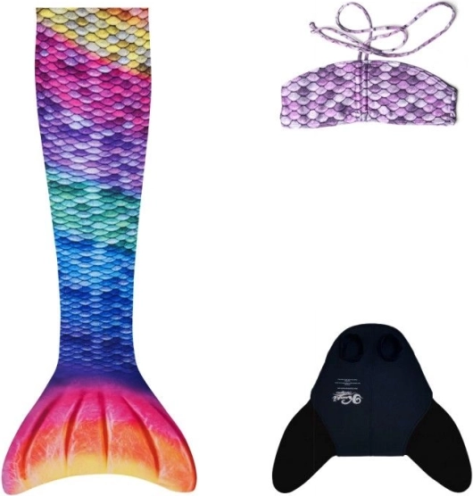 Cola de sirena con monoaleta Rainbow y Bikini