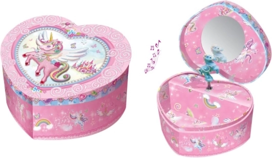 Joyero musical con forma de corazón y unicornio