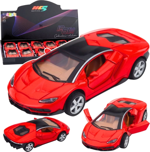 Coche deportivo metálico 1:32 rojo con luces y sonidos