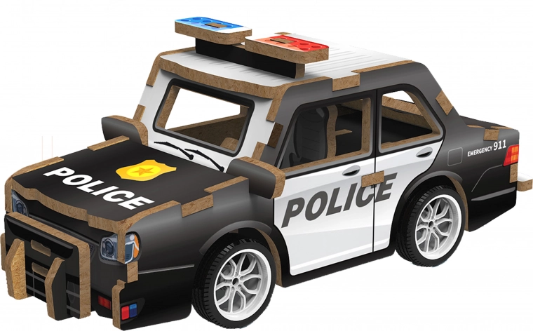 Puzzle 3D de madera de un coche de policía
