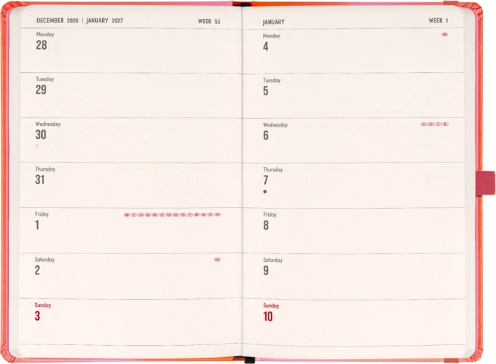 Calendario de catorce días claro y organizado