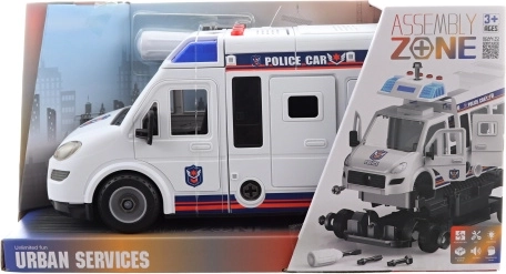 Coche de policía desmontable con tornillos y a pilas