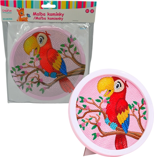 Pintura de diamantes con marco – loro guacamayo dibujado 17 cm
