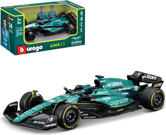 BBurago Aston Martin AMR23 Lance Stroll modelo de Fórmula 1 a escala 1:43
