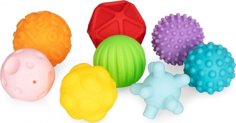 Pelotas sensoriales para apretar WOOPIE BABY, 8 uds.