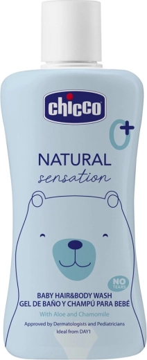 Chicco gel de ducha 2 en 1 para cuerpo y cabello con aloe y manzanilla Natural Sensation 200 ml