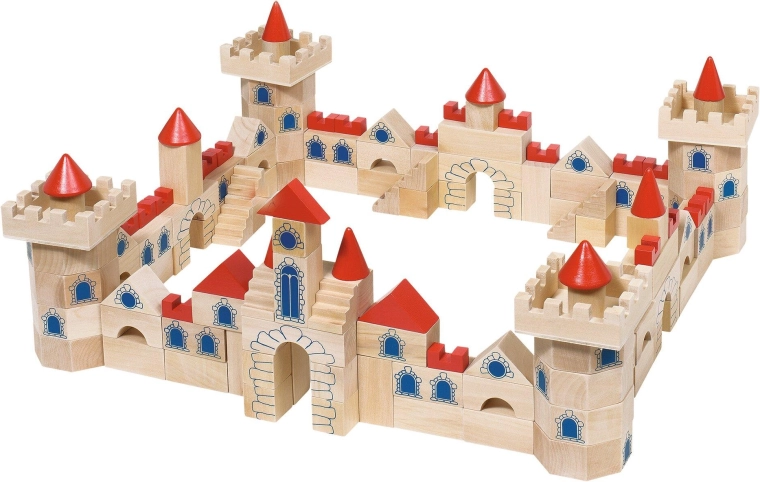 Juego de construcción de madera: castillo de bloques (145 piezas)